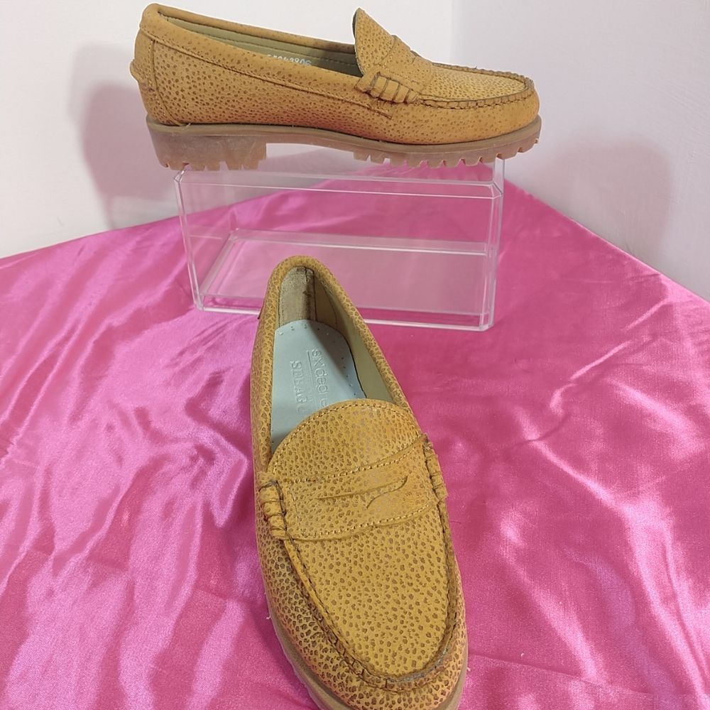 Sebago Women's SZ 6M Leather Brown/Tan Classic Penny Loafer Flat